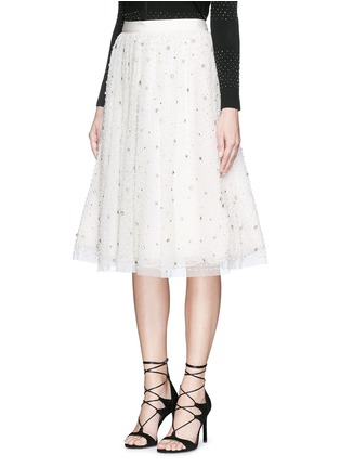 Front View - Click To Enlarge - ALICE & OLIVIA - 'Catrina' beaded tulle midi skirt