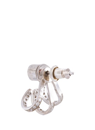 Detail View - Click To Enlarge - LYNN BAN - 'Trilogy' diamond sterling silver earrings