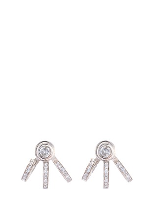 Main View - Click To Enlarge - LYNN BAN - 'Trilogy' diamond sterling silver earrings