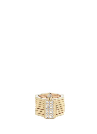 Main View - Click To Enlarge - LYNN BAN - 'Reverso' diamond 14k yellow gold octagonal covertible bracelet ring