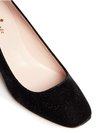 Detail View - Click To Enlarge - KATE SPADE - 'Danika Too' jewel heel glitter velvet pumps