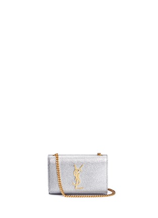 Main View - Click To Enlarge - SAINT LAURENT - 'Monogram' small metallic leather chain bag