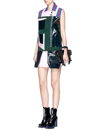 Figure View - Click To Enlarge - FYODOR GOLAN - 'Alcantara' PVC panel faux suede vest dress