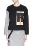 Main View - Click To Enlarge - CYNTHIA & XIAO - Oversize pocket long sleeve contrast top