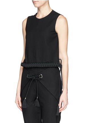 Front View - Click To Enlarge - CYNTHIA & XIAO - Braided paracord trim sleeveless top