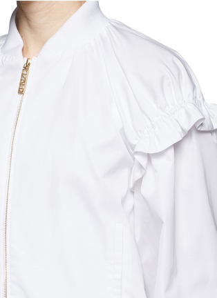 Detail View - Click To Enlarge - KENZO - Ruffle sleeve coated twill bomber jacket