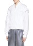 Front View - Click To Enlarge - KENZO - Ruffle sleeve coated twill bomber jacket