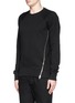 Front View - Click To Enlarge - SIKI IM / DEN IM - Asymmetric zip ribbed side sweatshirt