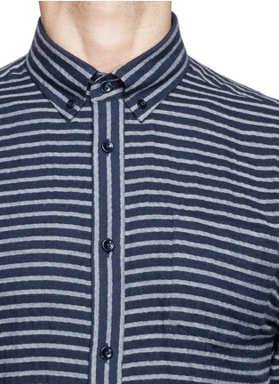 Detail View - Click To Enlarge - HARDY AMIES - Pencil stripe herringbone flannel shirt