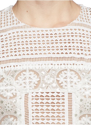 Detail View - Click To Enlarge - SELF-PORTRAIT - Sequin broderie anglaise patchwork dress
