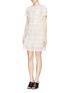 Figure View - Click To Enlarge - SELF-PORTRAIT - Sequin broderie anglaise patchwork dress