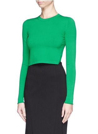 Front View - Click To Enlarge - STELLA MCCARTNEY - Open back punto knit cropped top
