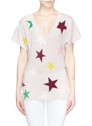 Main View - Click To Enlarge - STELLA MCCARTNEY - Star velvet flock cotton T-shirt