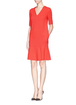 Front View - Click To Enlarge - STELLA MCCARTNEY - Ruffle hem cady crepe dress