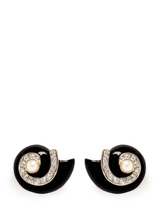 Main View - Click To Enlarge - KENNETH JAY LANE - Crystal pavé enamel seashell clip earrings