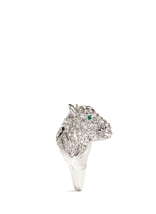 Detail View - Click To Enlarge - KENNETH JAY LANE - Crystal pavé horse head ring