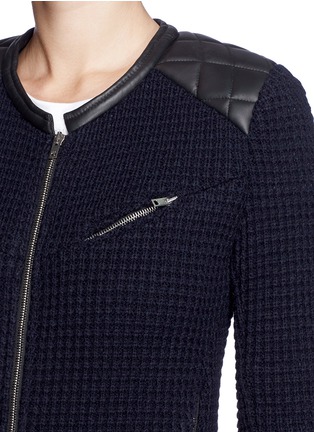 Detail View - Click To Enlarge - IRO - 'Ceylona' quilted leather waffle knit jacket