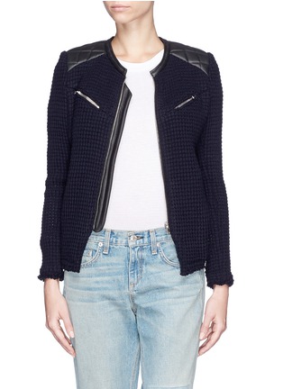 Main View - Click To Enlarge - IRO - 'Ceylona' quilted leather waffle knit jacket