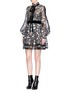 Figure View - Click To Enlarge - MARC JACOBS - Licorice lamé fil coupé balloon sleeve organza dress