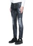 Front View - Click To Enlarge - 71465 - 'Clement' shot wash slim fit jeans