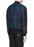 Back View - Click To Enlarge - 71465 - Check plaid leather trim bomber jacket