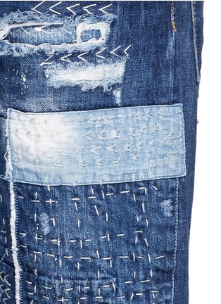 Detail View - Click To Enlarge - 71465 - Boro patchwork folded cuff jeans