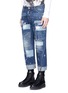 Front View - Click To Enlarge - 71465 - Boro patchwork folded cuff jeans