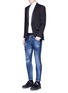 Figure View - Click To Enlarge - 71465 - Slim fit contrast waist layered jeans