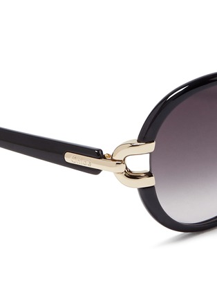 Detail View - Click To Enlarge - CHLOÉ - Cutout metal hinge acetate round sunglasses