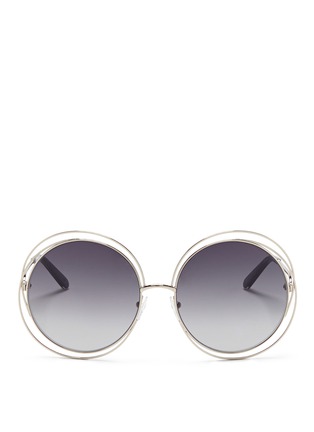 Main View - Click To Enlarge - CHLOÉ - 'Carlina' oversize wire rim round sunglasses
