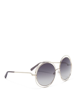 Figure View - Click To Enlarge - CHLOÉ - 'Carlina' oversize wire rim round sunglasses