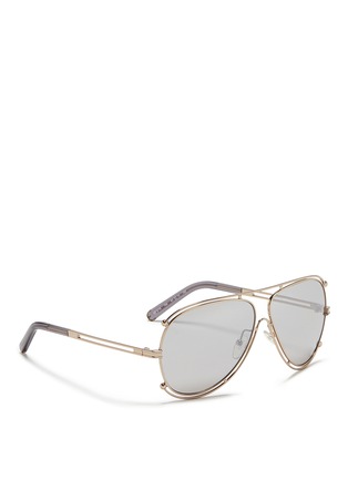 Figure View - Click To Enlarge - CHLOÉ - Metal outline aviator sunglasses