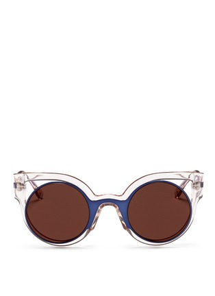 Main View - Click To Enlarge - FENDI - 'Paradeyes' inset metal rim acetate cat eye sunglasses