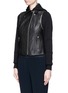 Front View - Click To Enlarge - VINCE - Jersey hoodie leather moto jacket