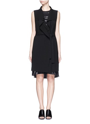 Main View - Click To Enlarge - VINCE - Waterfall collar belted crepe vest