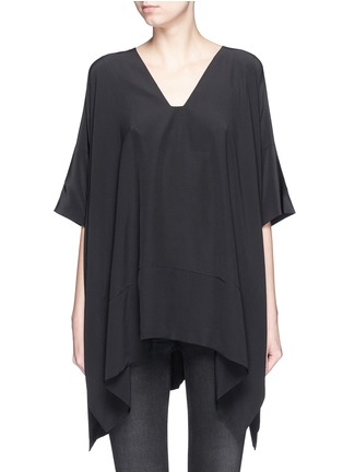 Main View - Click To Enlarge - VINCE - V-neck silk crepe de Chine poncho