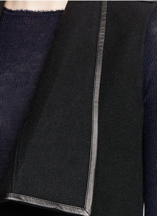 Detail View - Click To Enlarge - VINCE - Leather trim wool blend draped vest