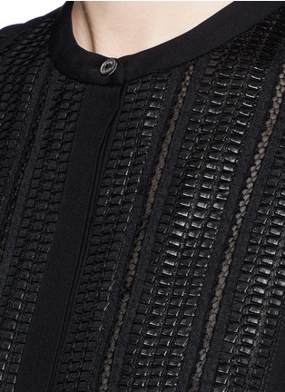 Detail View - Click To Enlarge - VINCE - Mesh lace bib pleat silk shirt dress