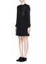 Front View - Click To Enlarge - VINCE - Mesh lace bib pleat silk shirt dress