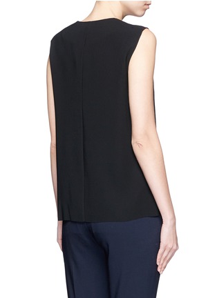 Back View - Click To Enlarge - VINCE - Zip neck laser cut sleeveless top