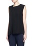 Front View - Click To Enlarge - VINCE - Zip neck laser cut sleeveless top