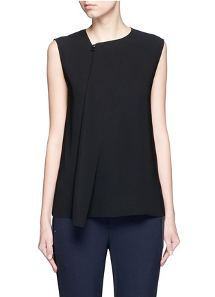 Main View - Click To Enlarge - VINCE - Zip neck laser cut sleeveless top
