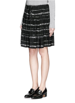 Front View - Click To Enlarge - VINCE - Shadow Stripe pleated silk skirt