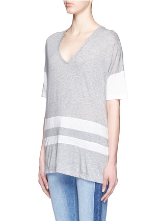 Front View - Click To Enlarge - VINCE - Contrast stripe cotton-modal T-shirt