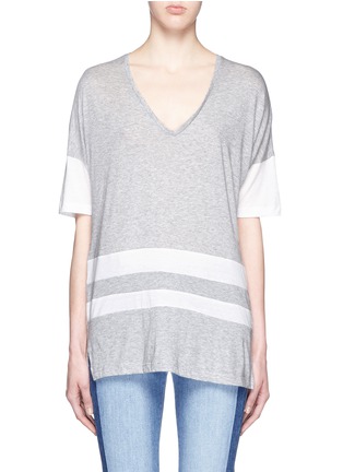Main View - Click To Enlarge - VINCE - Contrast stripe cotton-modal T-shirt