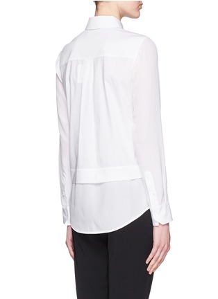 Back View - Click To Enlarge - VINCE - Silk panel cotton poplin shirt