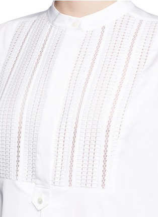 Detail View - Click To Enlarge - VINCE - Lattice lace bib cotton poplin shift dress