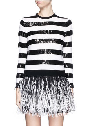 Detail View - Click To Enlarge - ALICE & OLIVIA - 'Marlee' sequin stripe wool knit sweater