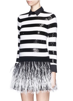 Front View - Click To Enlarge - ALICE & OLIVIA - 'Marlee' sequin stripe wool knit sweater