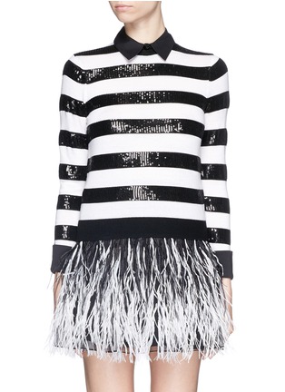 Main View - Click To Enlarge - ALICE & OLIVIA - 'Marlee' sequin stripe wool knit sweater